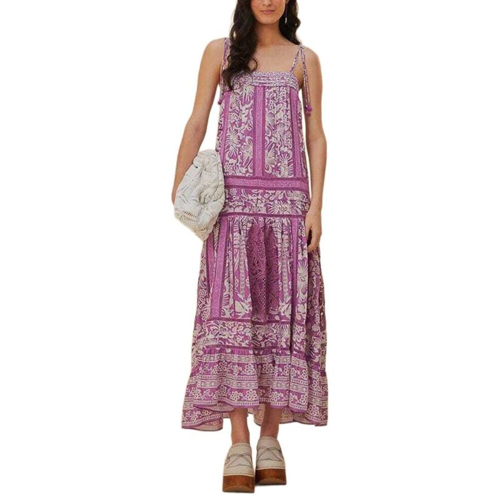 Farm Rio Womens  Sweet Garden Lilac Sleeveless Maxi Dress